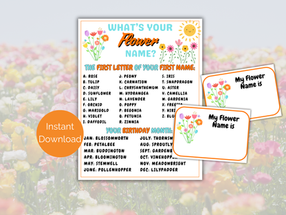What's Your Flower Name Game + Name Tags