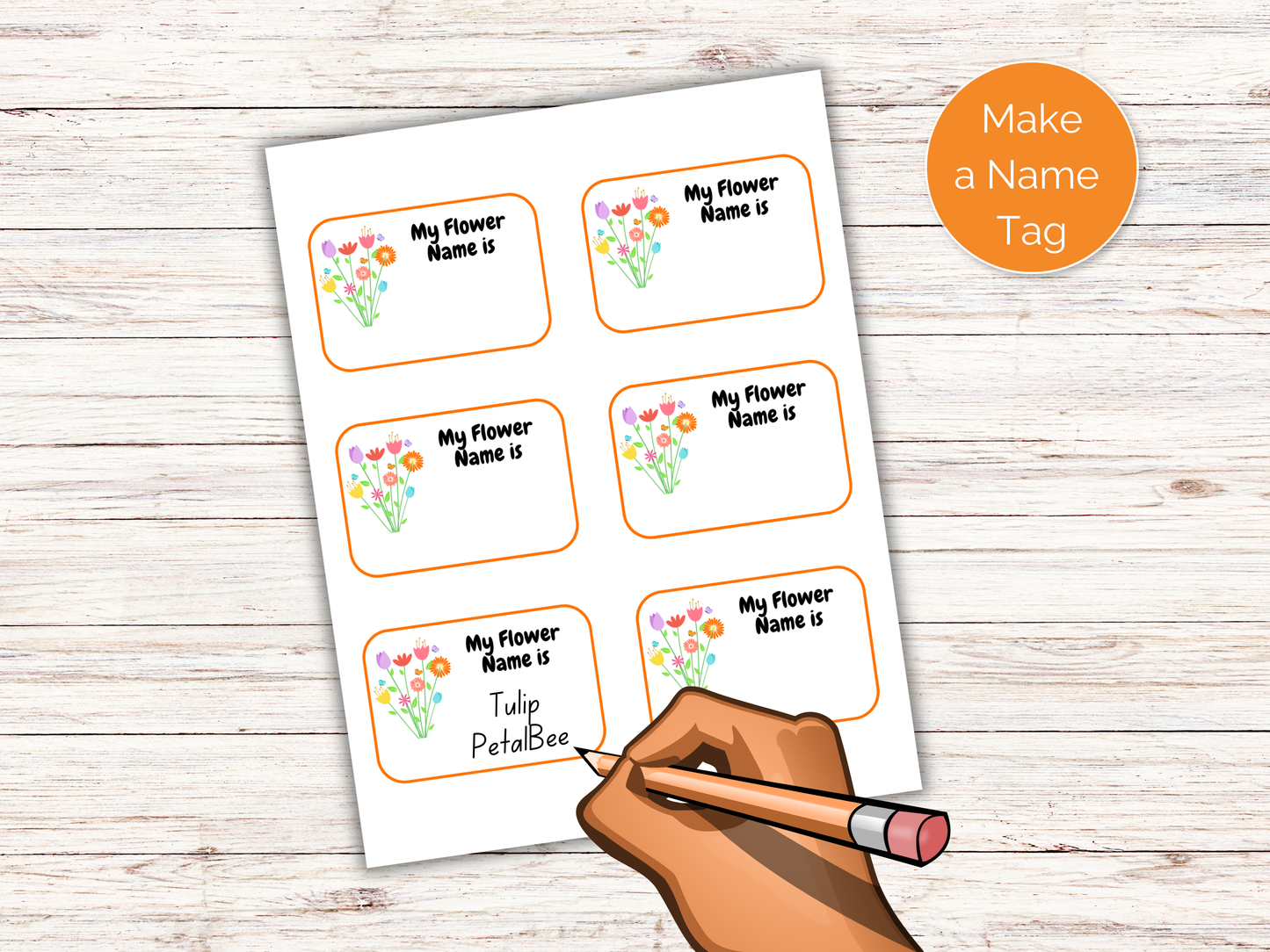 What's Your Flower Name Game + Name Tags