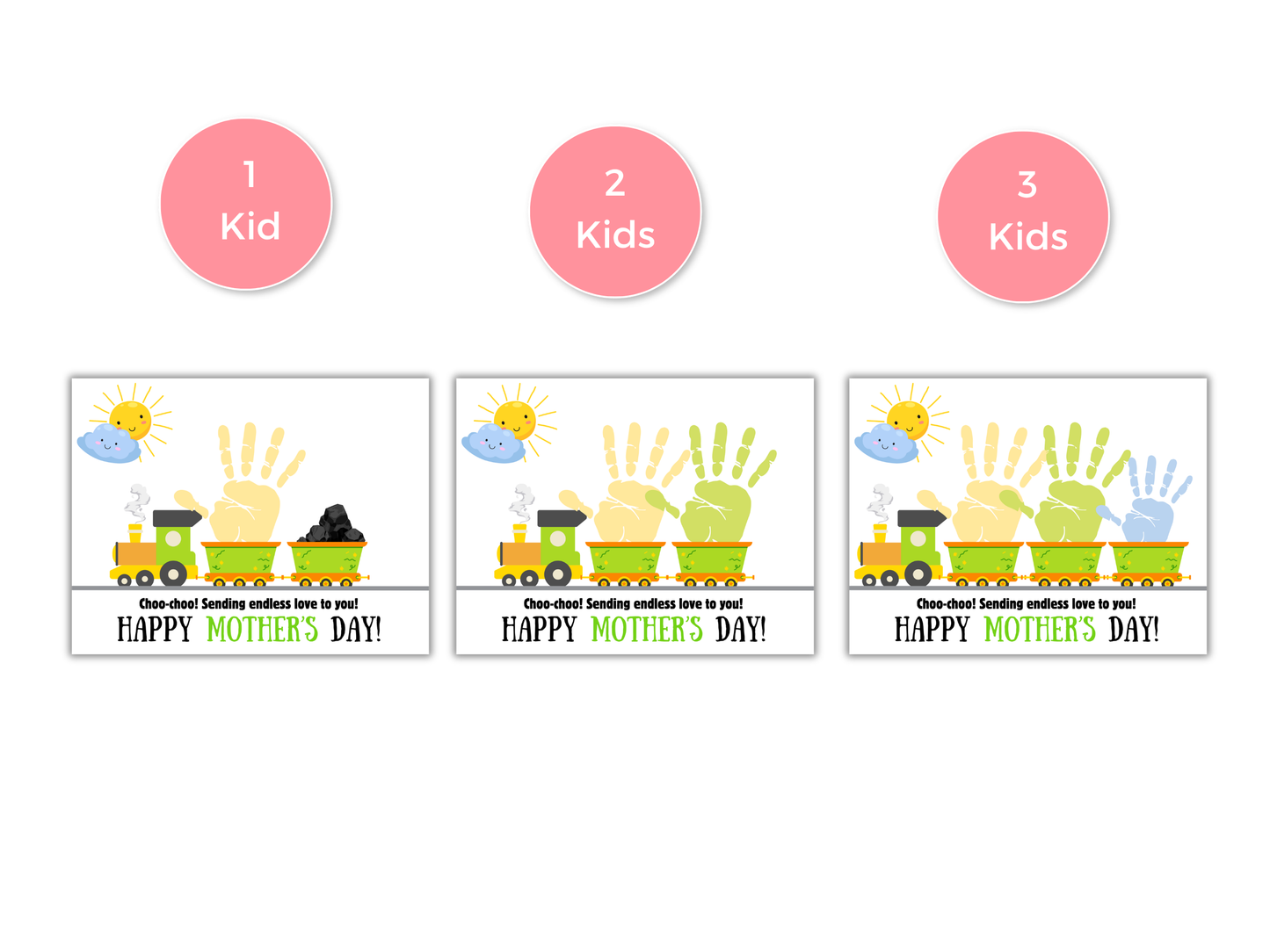 Mothers Day Train Handprint Art up to 3 kids