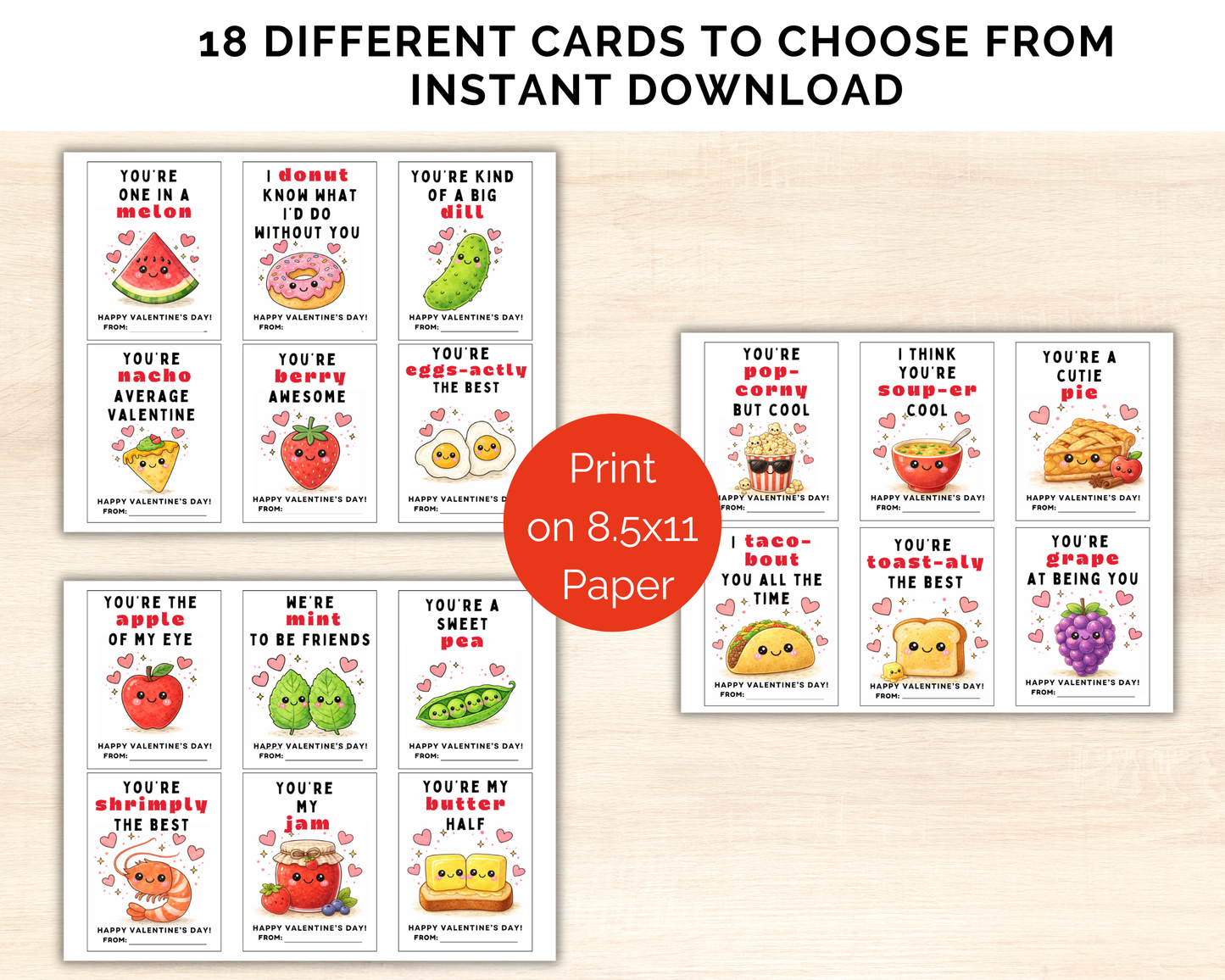 Food Pun Valentine Cards