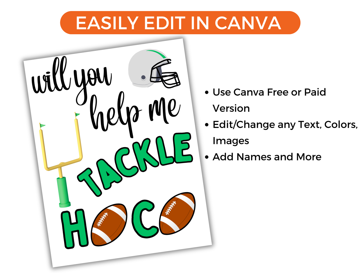 Editable Football Homecoming Proposal Sign