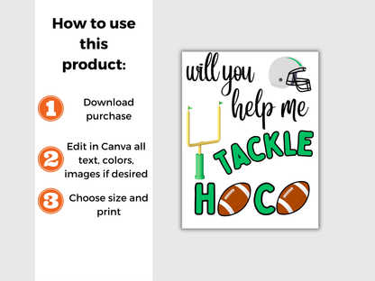 Editable Football Homecoming Proposal Sign