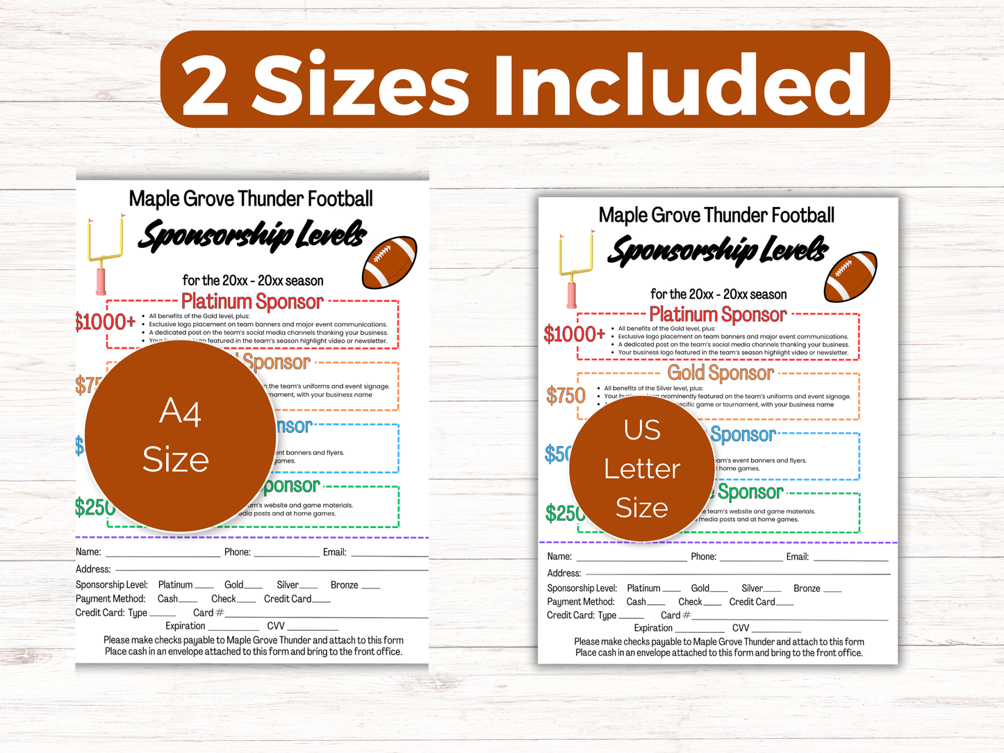 EDITABLE Football Sponsorship Levels Flyer Template