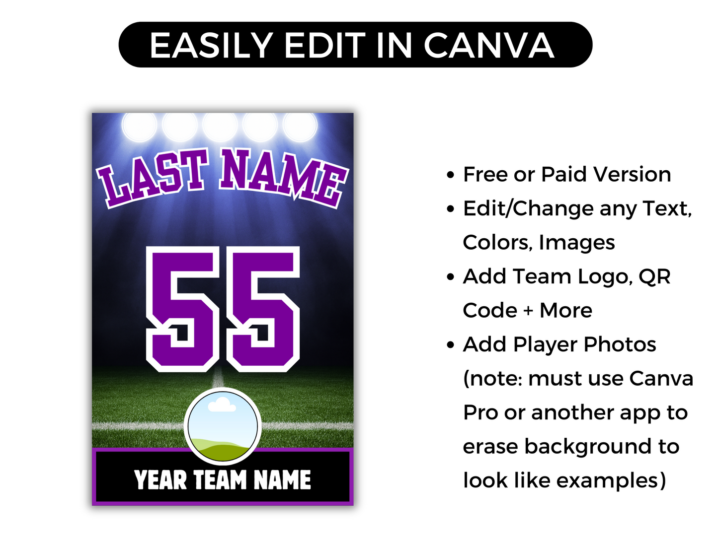 Editable Football Team Roster Lanyard Template