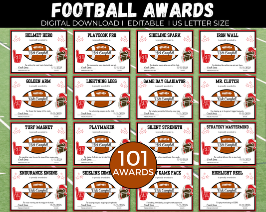 Editable Football Award Certificates