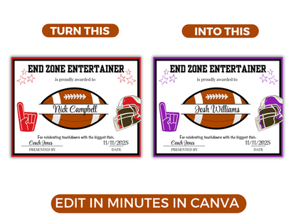 Editable Football Award Certificates