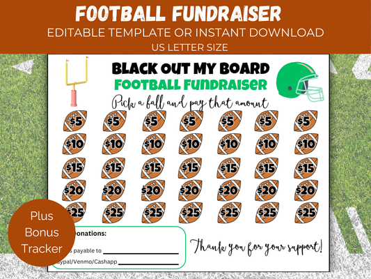 Editable Football Black Out My Board Fundraiser