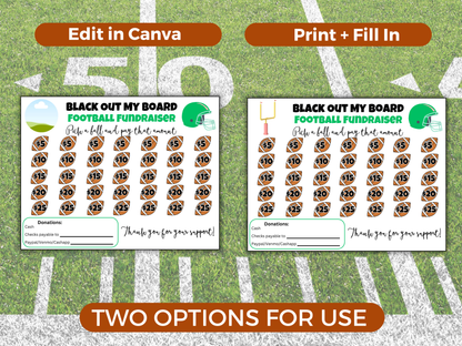 Editable Football Black Out My Board Fundraiser
