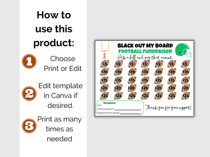 Editable Football Black Out My Board Fundraiser
