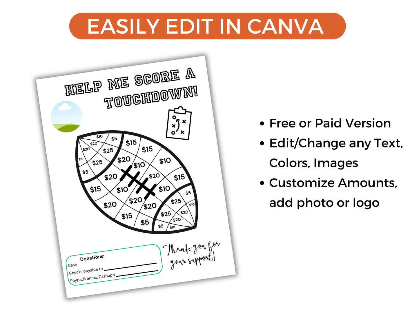 Editable Fill My Football Fundraiser Template