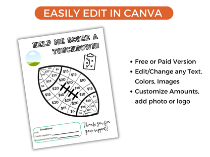 Editable Fill My Football Fundraiser Template