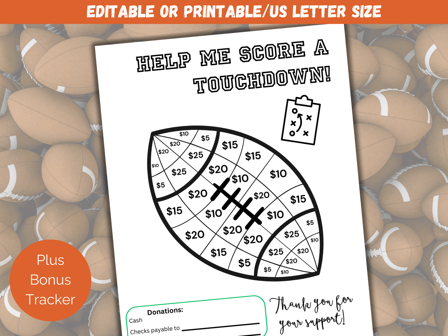 Editable Fill My Football Fundraiser Template