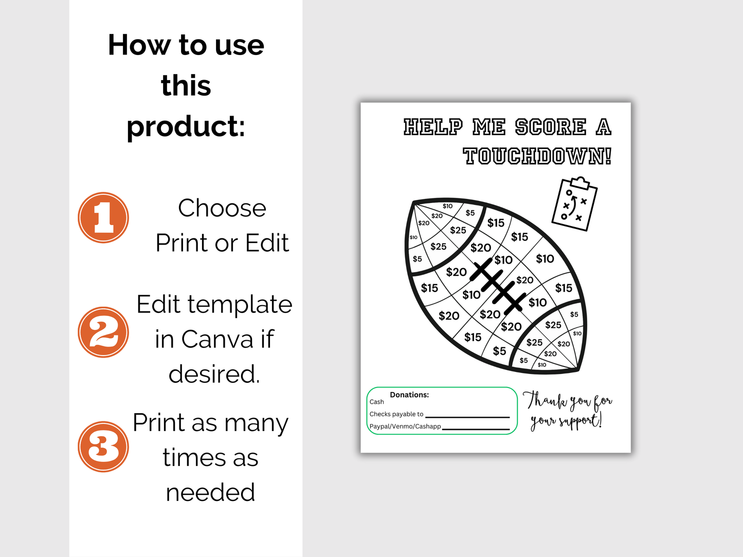 Editable Fill My Football Fundraiser Template