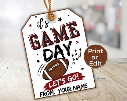 Editable Football Team Treat Tags