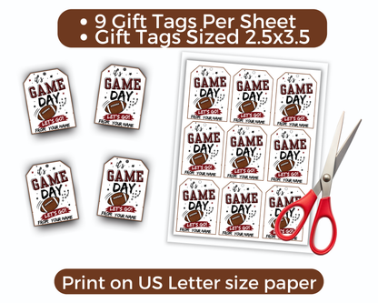 Editable Football Team Treat Tags