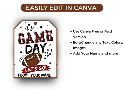 Editable Football Team Treat Tags