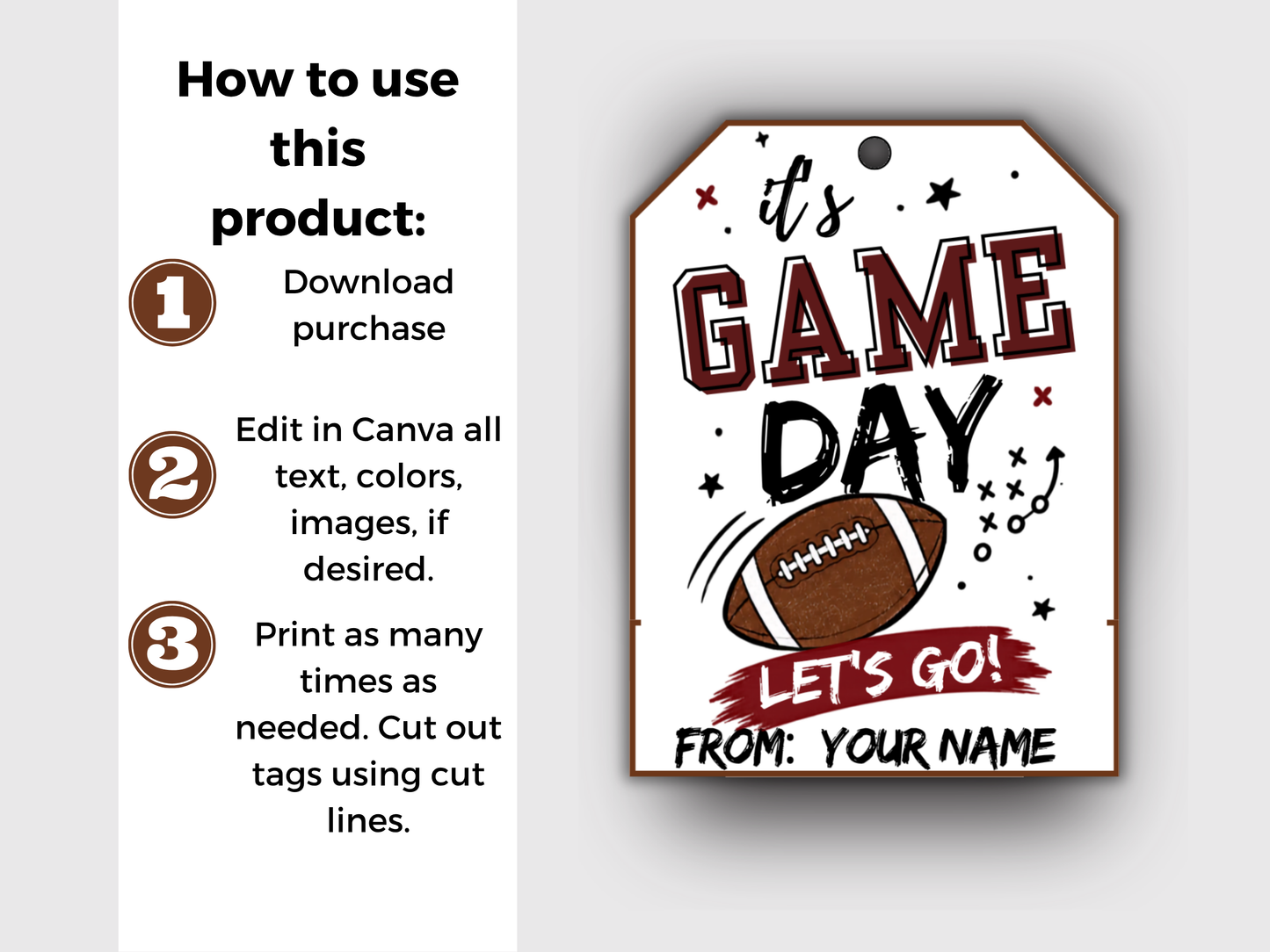 Editable Football Team Treat Tags