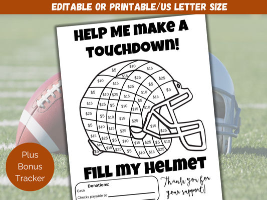 Editable Fill My Football Helmet Fundraiser Template