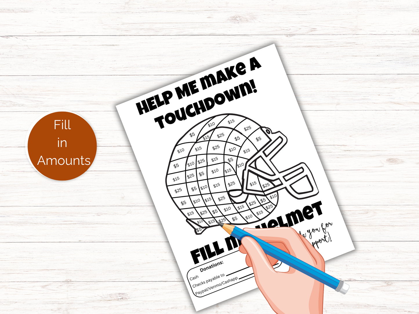 Editable Fill My Football Helmet Fundraiser Template