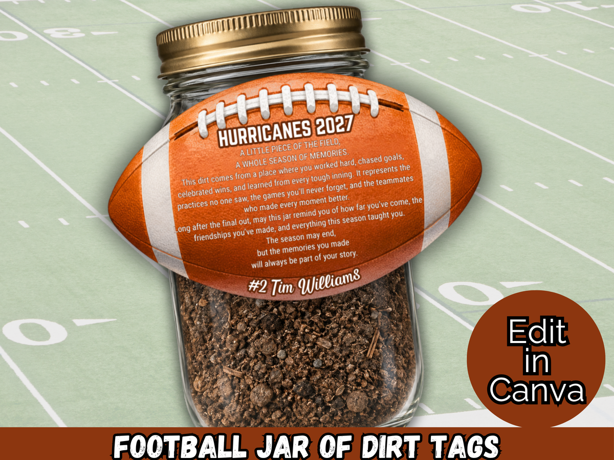 Editable Football Jar of Dirt Gift Tag