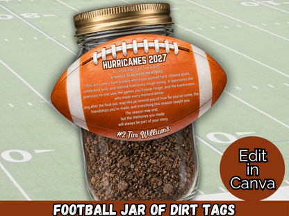 Editable Football Jar of Dirt Gift Tag