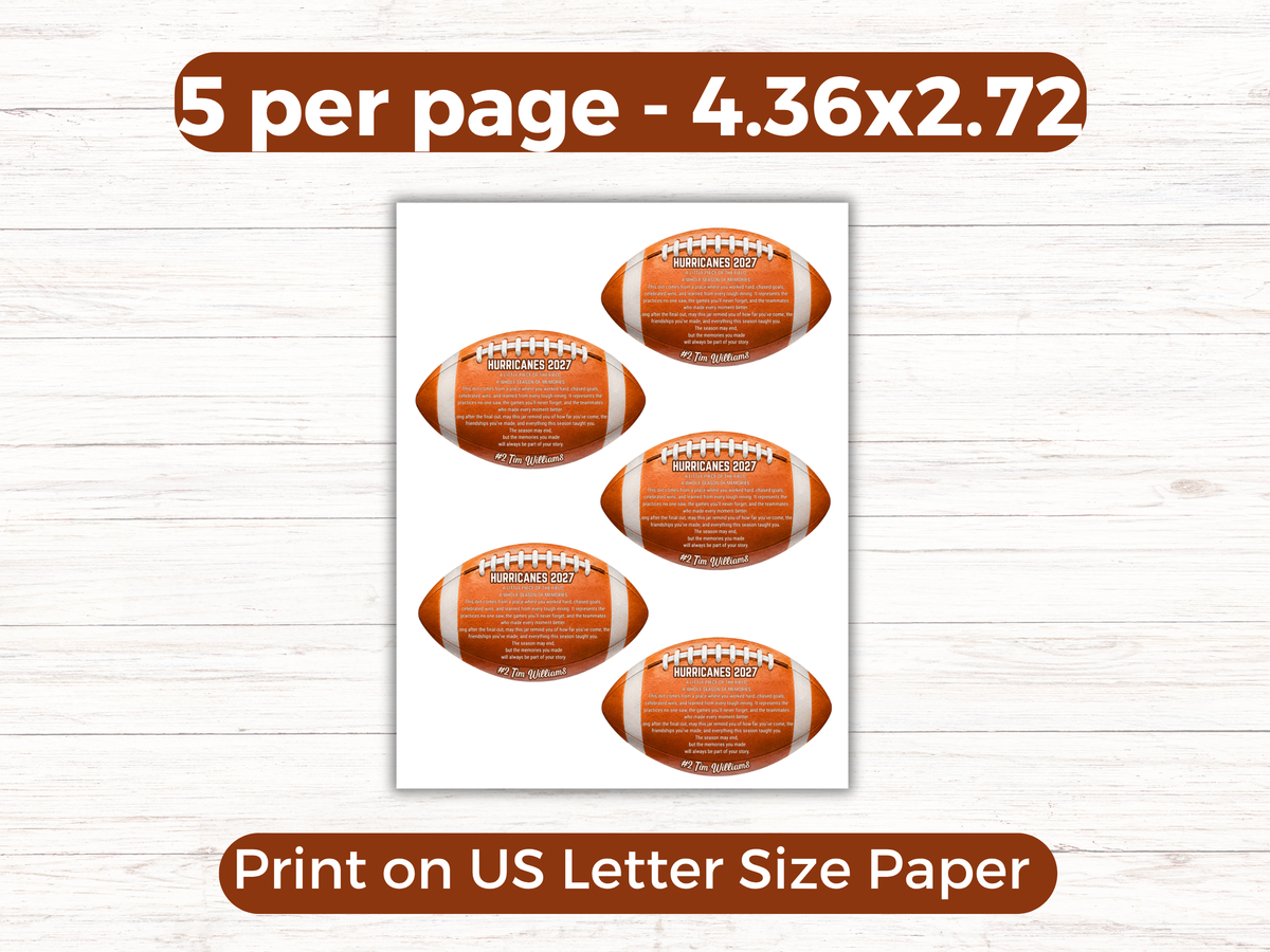 Editable Football Jar of Dirt Gift Tag