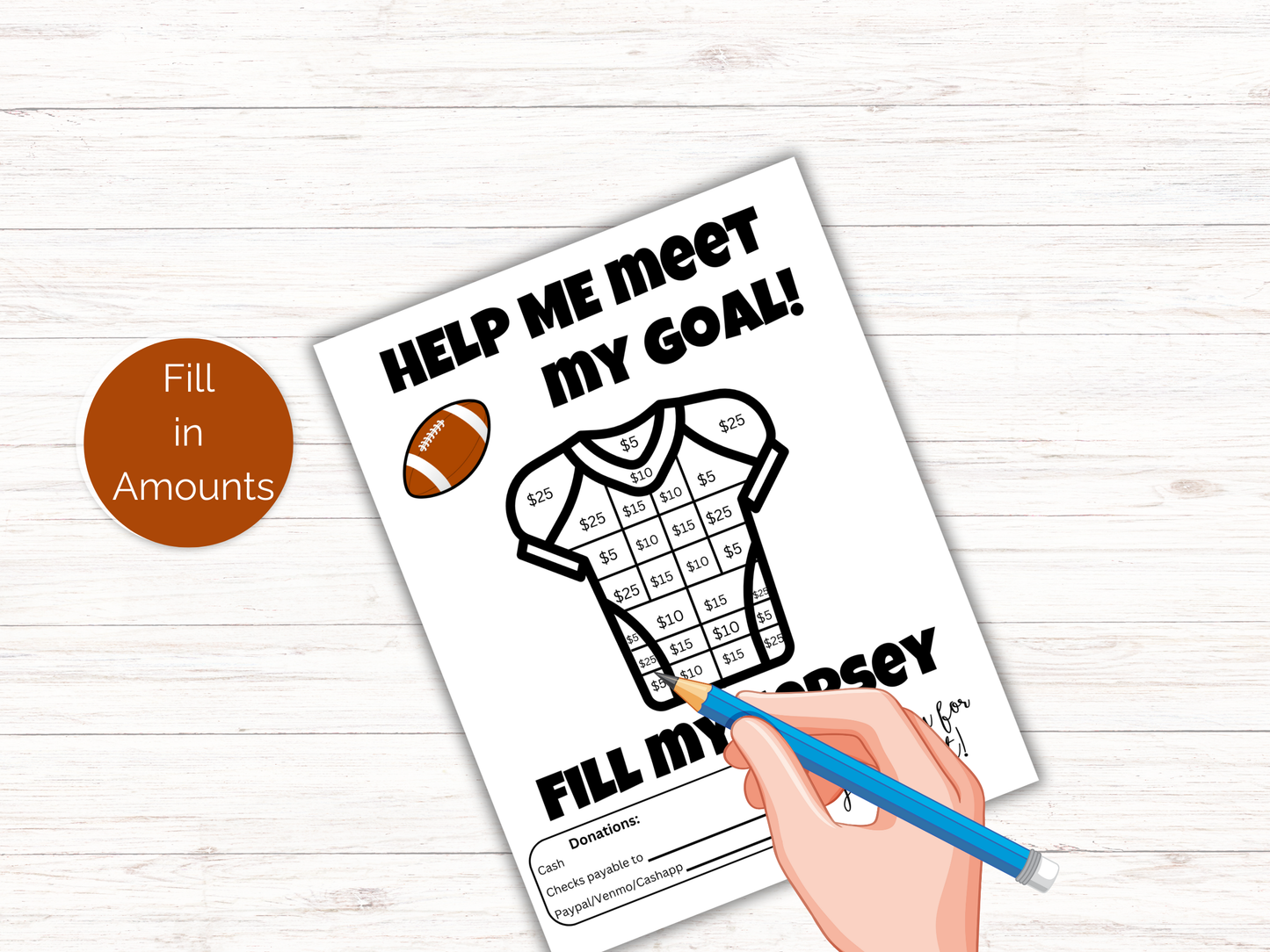 Fill My Football Jersey Fundraiser Template