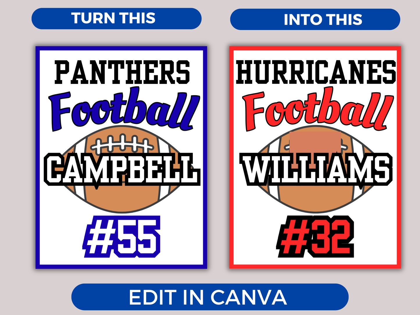 Editable Football Locker Sign Template