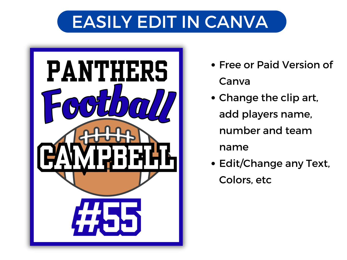 Editable Football Locker Sign Template