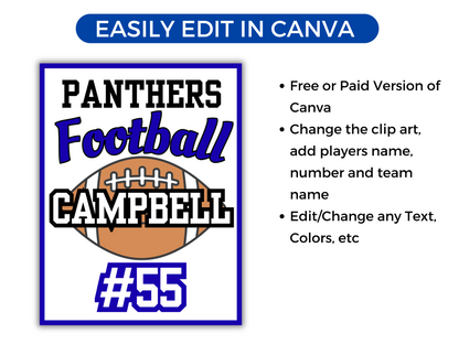 Editable Football Locker Sign Template