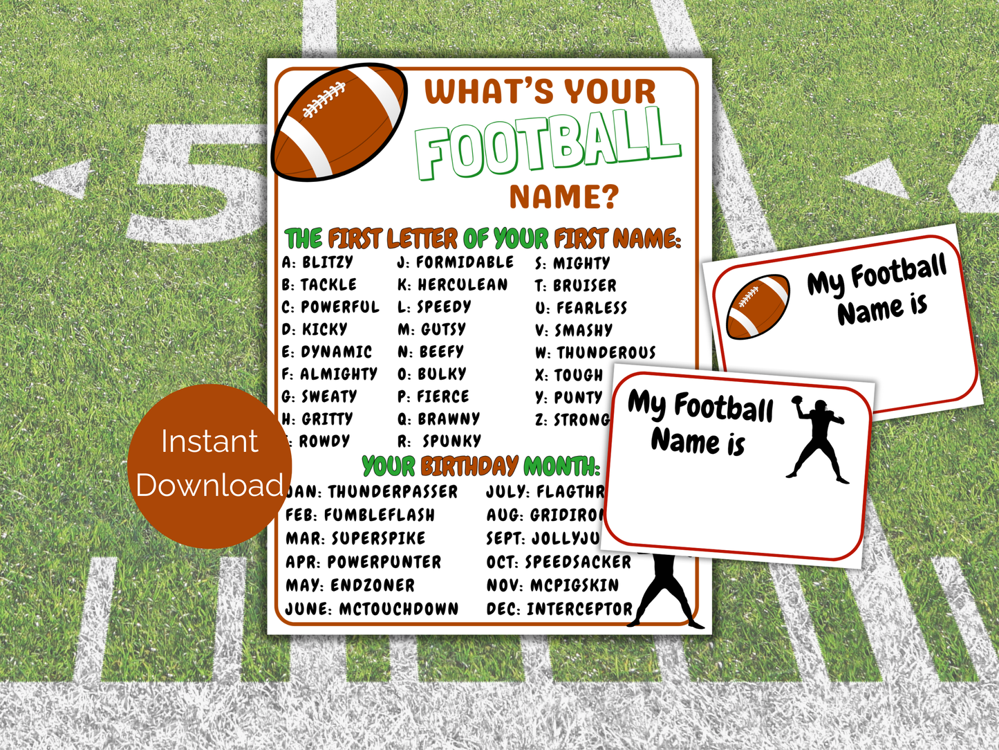 What's Your Football Name Game
