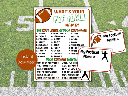 What's Your Football Name Game