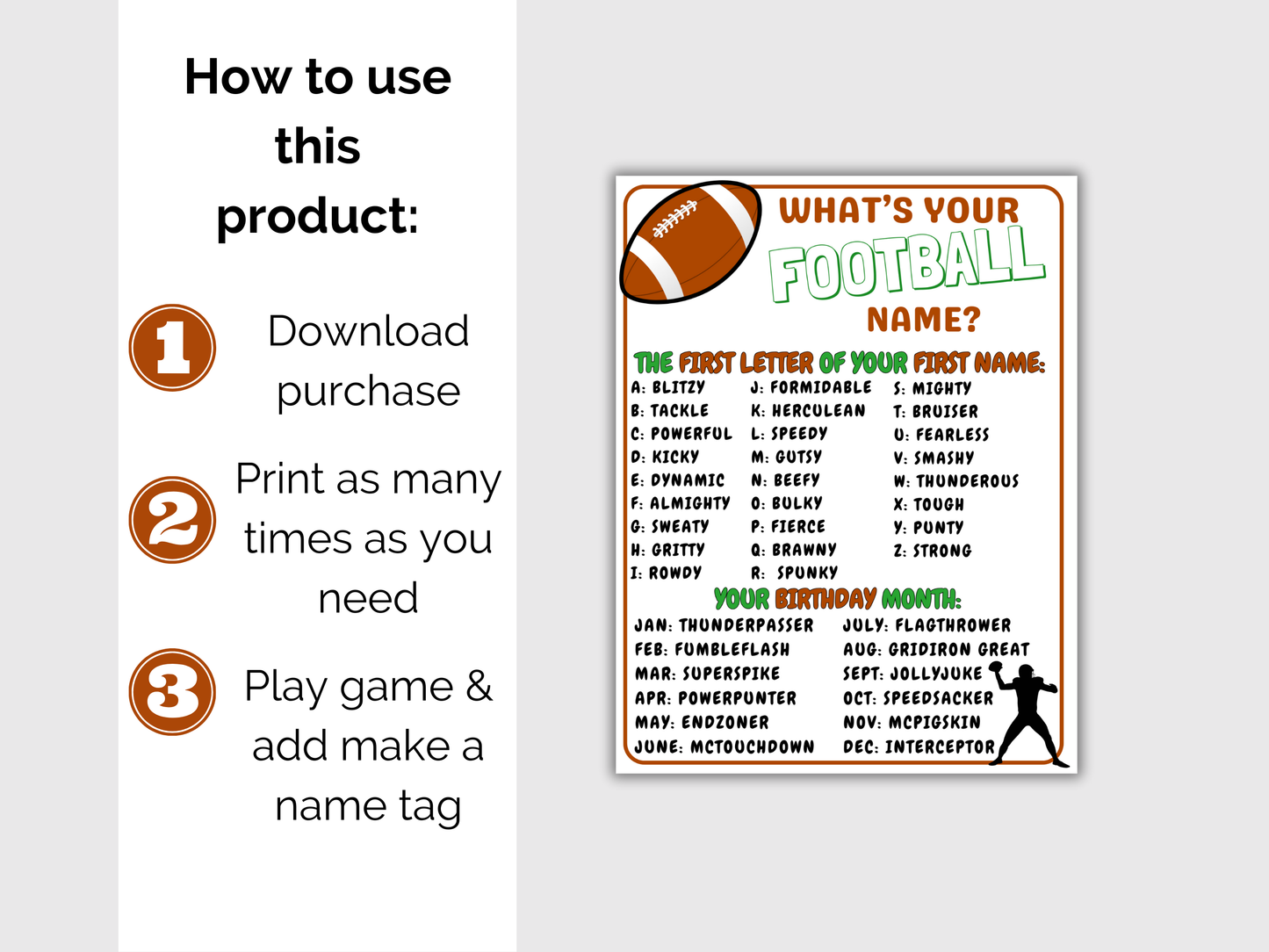 What's Your Football Name Game