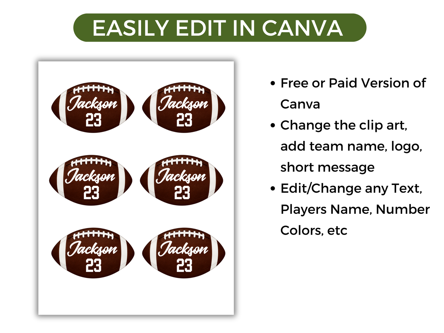Editable Football Name Tags Template