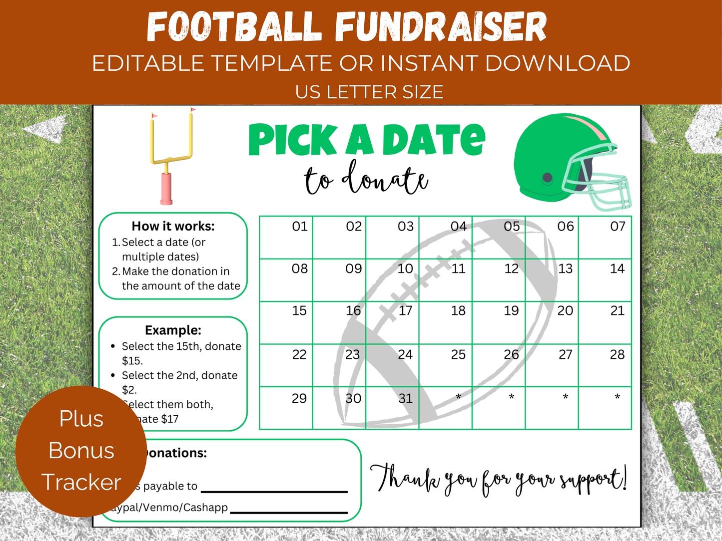 Editable Football Pick A Date