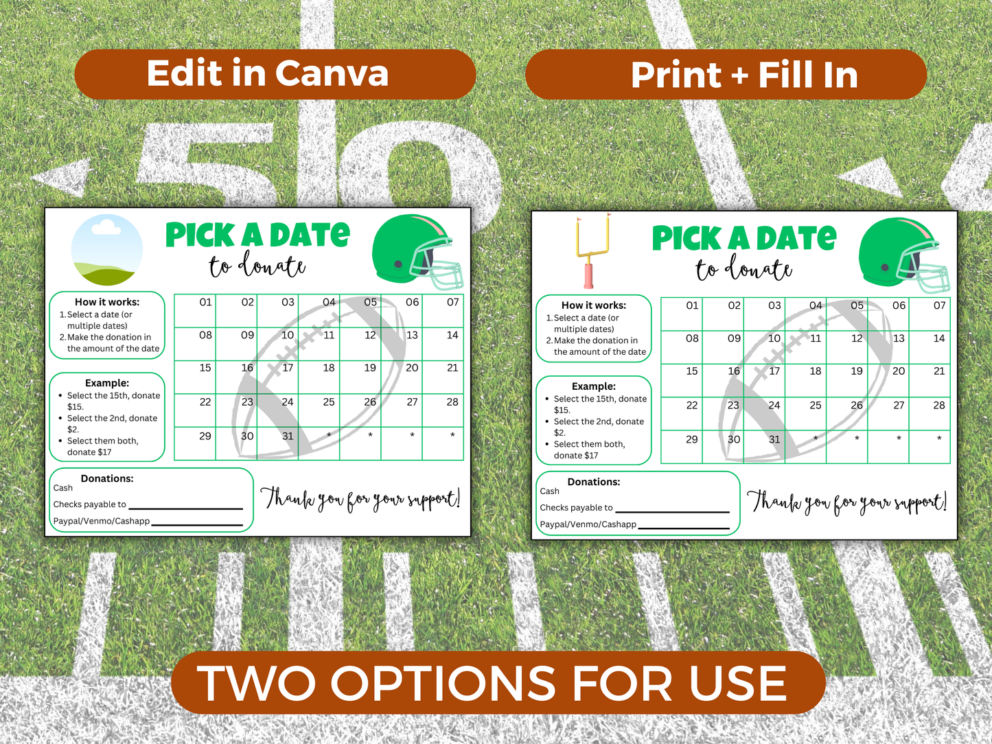 Editable Football Pick A Date
