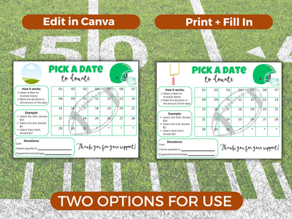 Editable Football Pick A Date