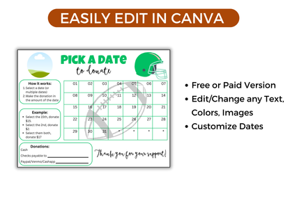 Editable Football Pick A Date