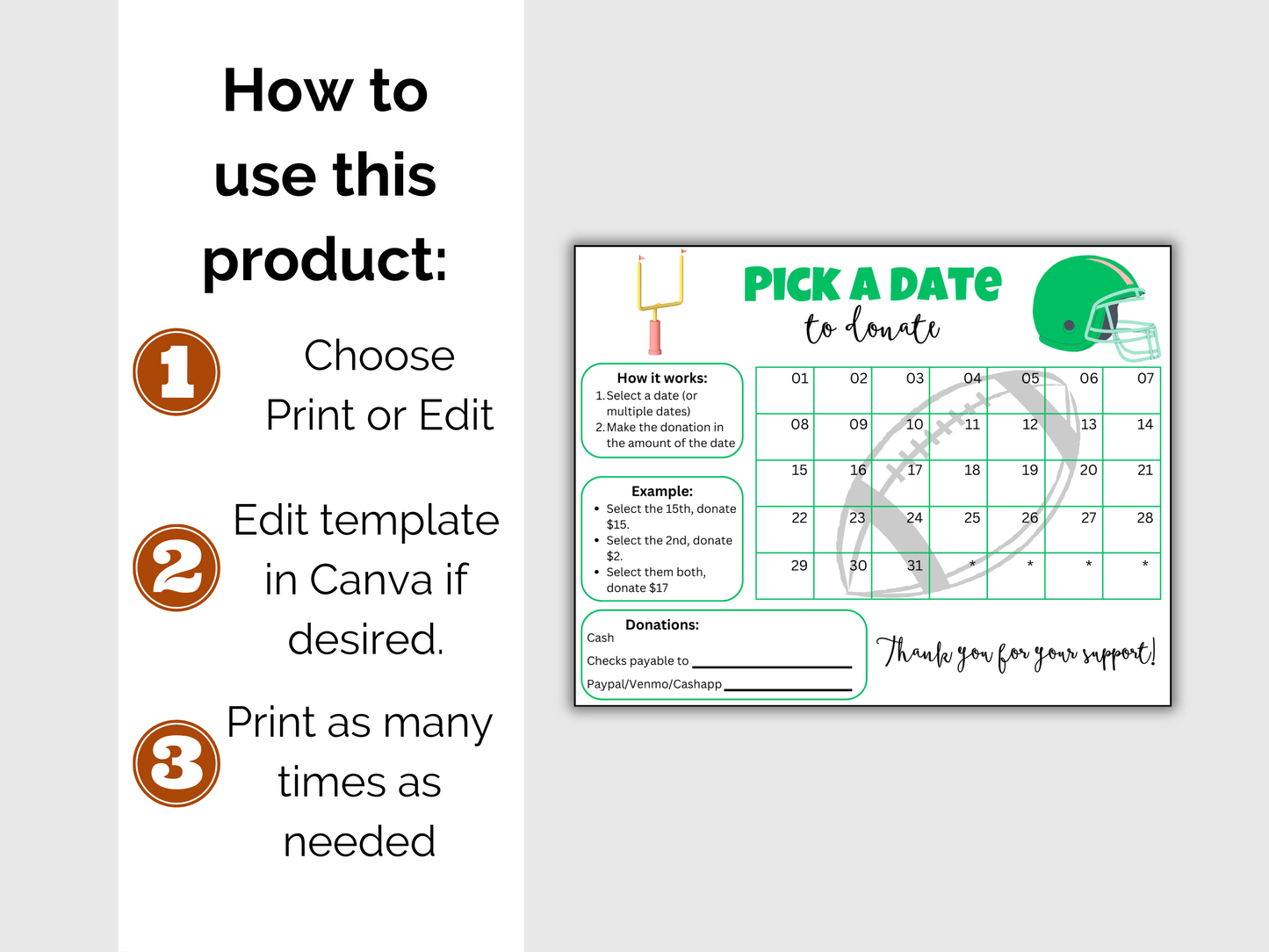 Editable Football Pick A Date
