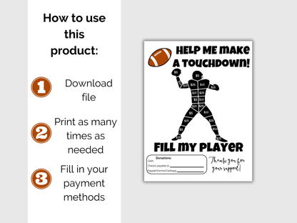 Fill My Football Player Fundraiser Template