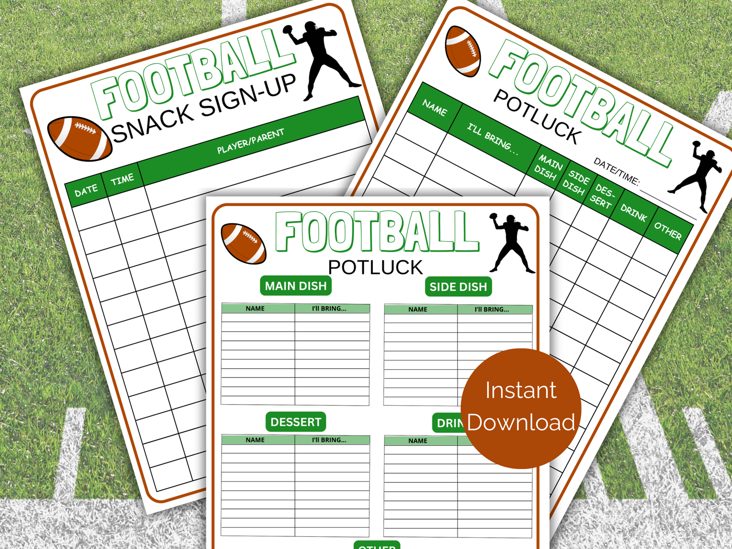 Football Potluck Sign Up Sheet