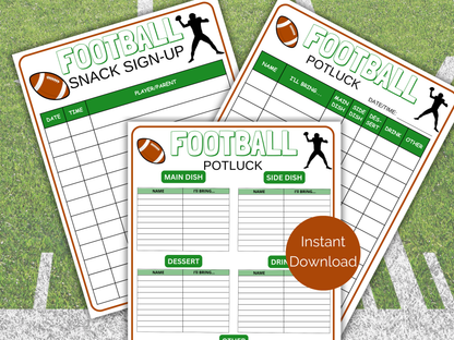 Football Potluck Sign Up Sheet