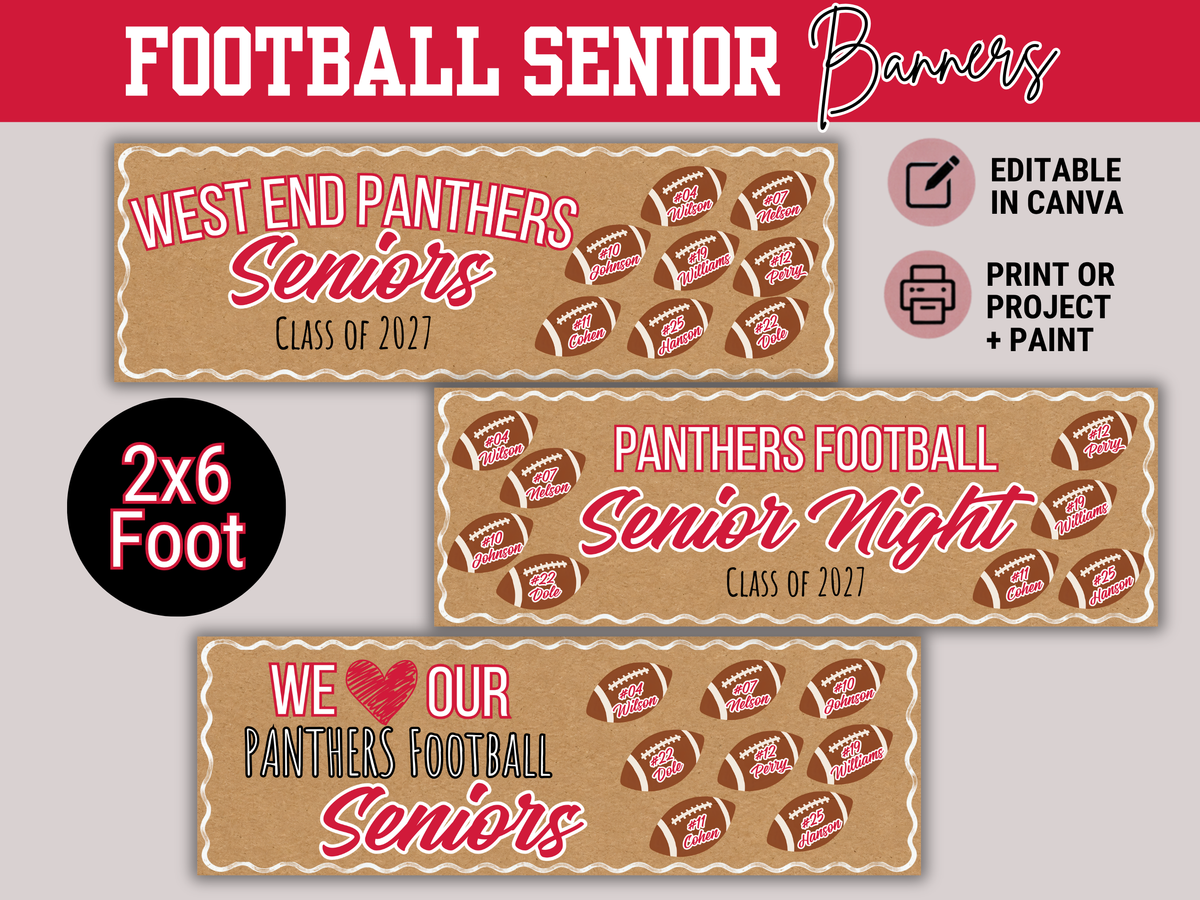 Editable Football Senior Brown Paper Banner