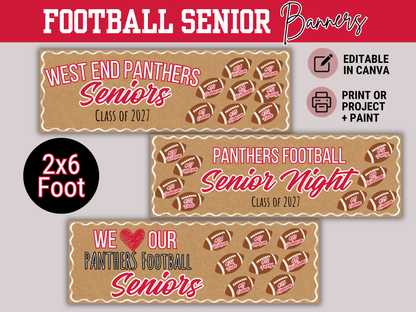 Editable Football Senior Brown Paper Banner