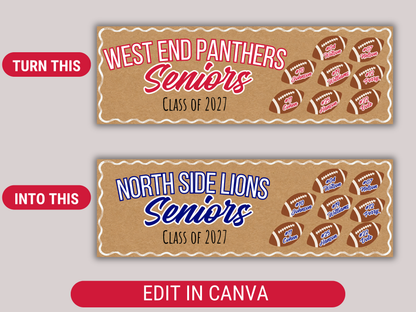 Editable Football Senior Brown Paper Banner