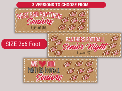 Editable Football Senior Brown Paper Banner