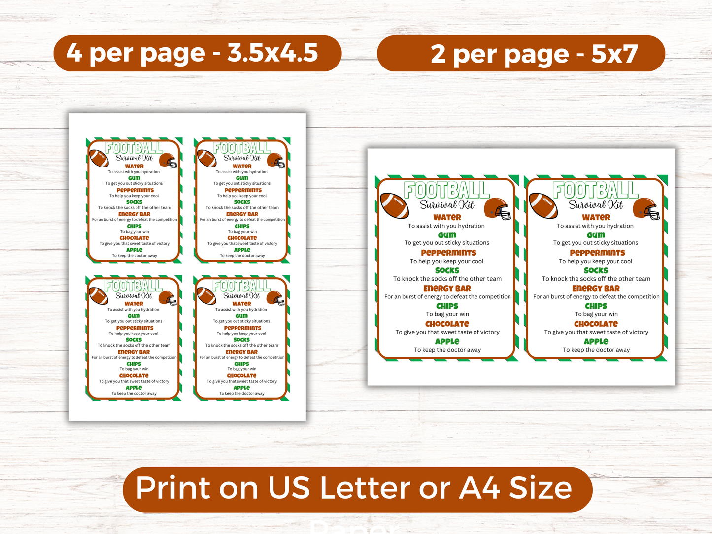 Football Survival Kit Gift Tag Template (Editable)