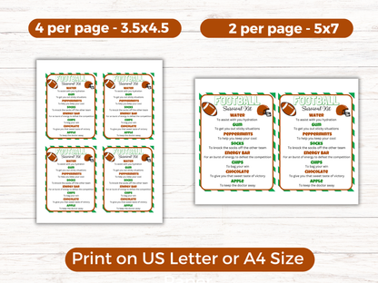 Football Survival Kit Gift Tag Template (Editable)