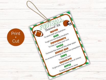 Football Survival Kit Gift Tag Template (Editable)