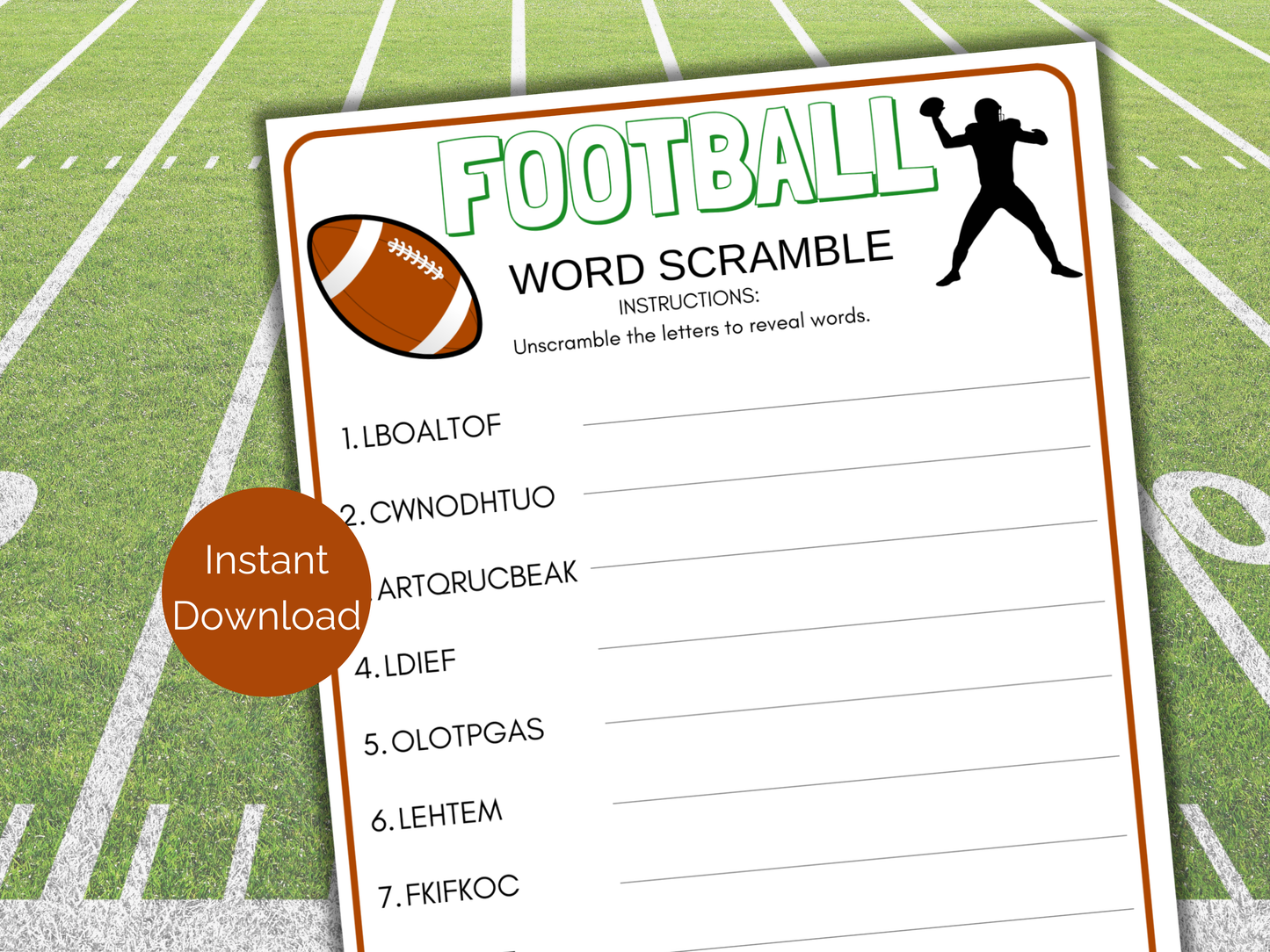 Football Word Scramble